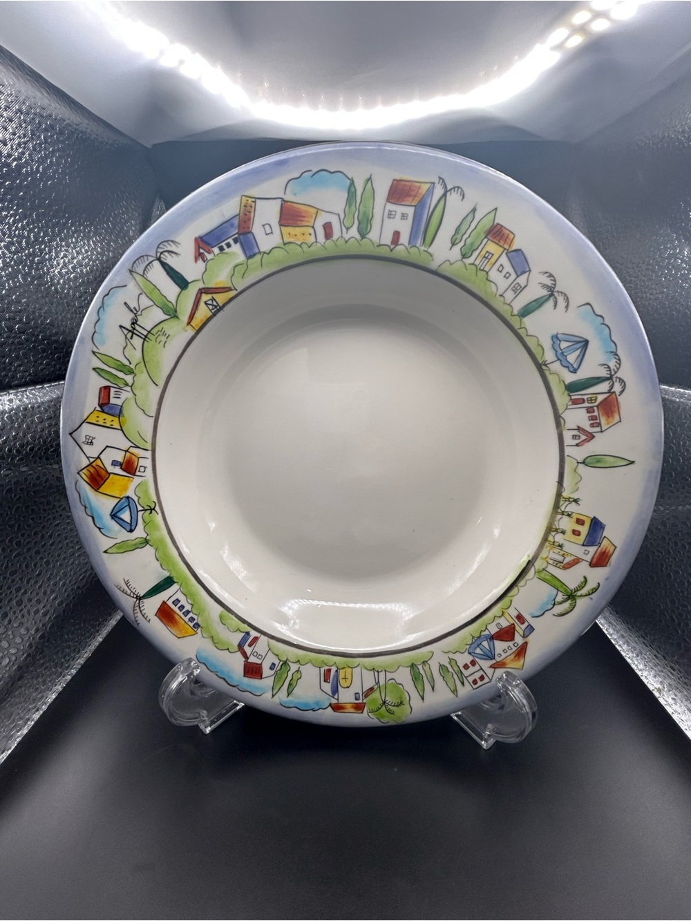SAKURA PROVENCE SOUP BOWL French Village Artist Apple Hand-painted Set Of 7